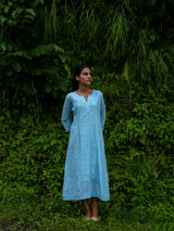 Mist Blue Full Pintuck Dress