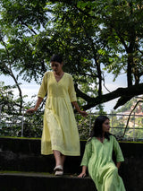 Yellow Pintuck Dress