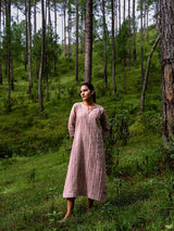 Earth Taupe Full Pintuck Dress