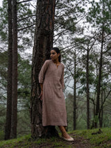 Earth Taupe Full Pintuck Dress