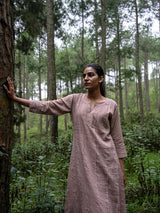 Earth Taupe Full Pintuck Dress