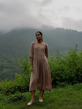 Earth Taupe Pintuck Dress
