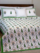 Floral Hand-Block Organic Bedspread