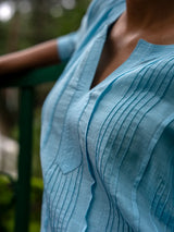Mist Blue Full Pintuck Dress
