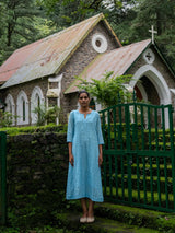 Mist Blue Full Pintuck Dress