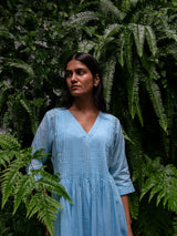Mist Blue Pintuck Dress