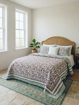 Poppy Hand-Block Organic Bedspread