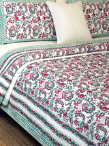 Poppy Hand-Block Organic Bedspread