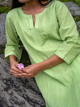 Celery Green Full Pintuck Dress