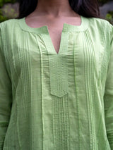 Celery Green Full Pintuck Dress