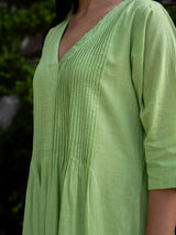 Celery Green Pintuck Dress