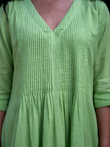 Celery Green Pintuck Dress