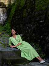 Celery Green Pintuck Dress