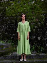 Celery Green Pintuck Dress