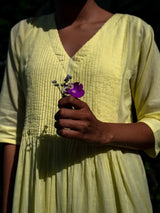 Yellow Pintuck Dress