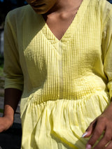 Yellow Pintuck Dress