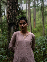 Earth Taupe Full Pintuck Dress