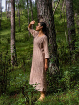 Earth Taupe Full Pintuck Dress