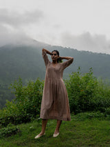 Earth Taupe Pintuck Dress