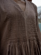 Earth Taupe Pintuck Dress