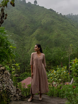Earth Taupe Pintuck Dress