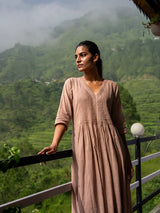 Earth Taupe Pintuck Dress