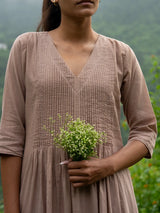 Earth Taupe Pintuck Dress