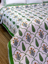 Floral Hand-Block Organic Bedspread