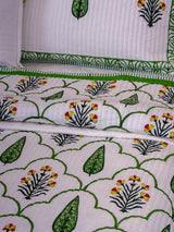 Floral Hand-Block Organic Bedspread