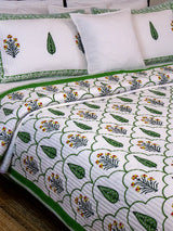 Floral Hand-Block Organic Bedspread
