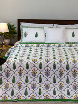 Floral Hand-Block Organic Bedspread