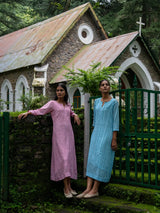 Mist Blue Full Pintuck Dress