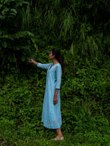 Mist Blue Full Pintuck Dress