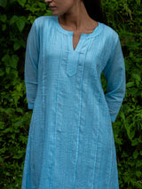 Mist Blue Full Pintuck Dress