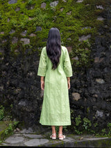 Celery Green Full Pintuck Dress