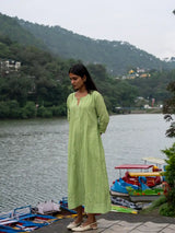 Celery Green Full Pintuck Dress