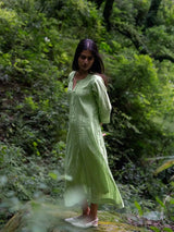 Celery Green Full Pintuck Dress