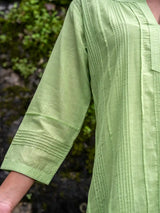 Celery Green Full Pintuck Dress