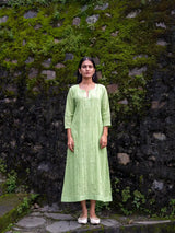Celery Green Full Pintuck Dress